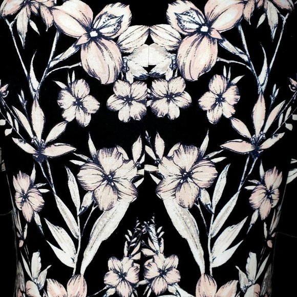 Eliza J Shift Dress Floral Short Elbow Sleeve Black Pink Flowers Size 8 - Picture 4 of 6